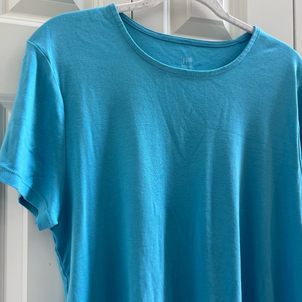 J. Jill Teal Crew-Neck Shirttail Tee - Size XL - Picture 5 of 9
